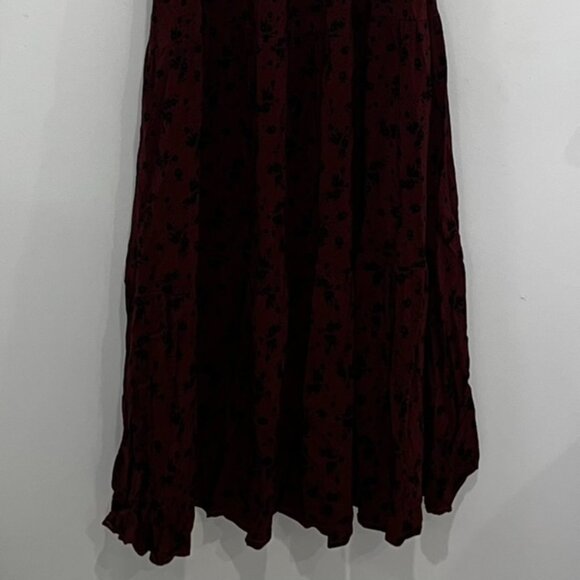 Anthropologie Smocked Maxi Dress | Small | Red, Black Floral - Picture 4 of 4